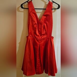 Vibrant Red Sleeveless Dress With Cutout Sides